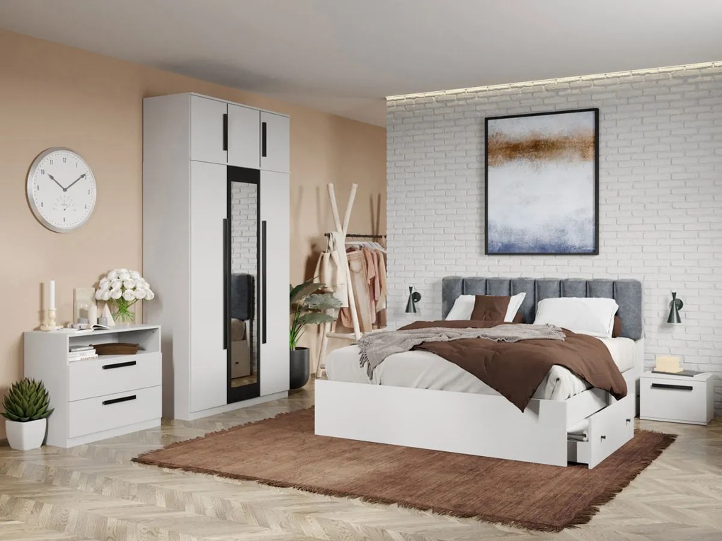 Set mobila dormitor complet Alb Nude C05