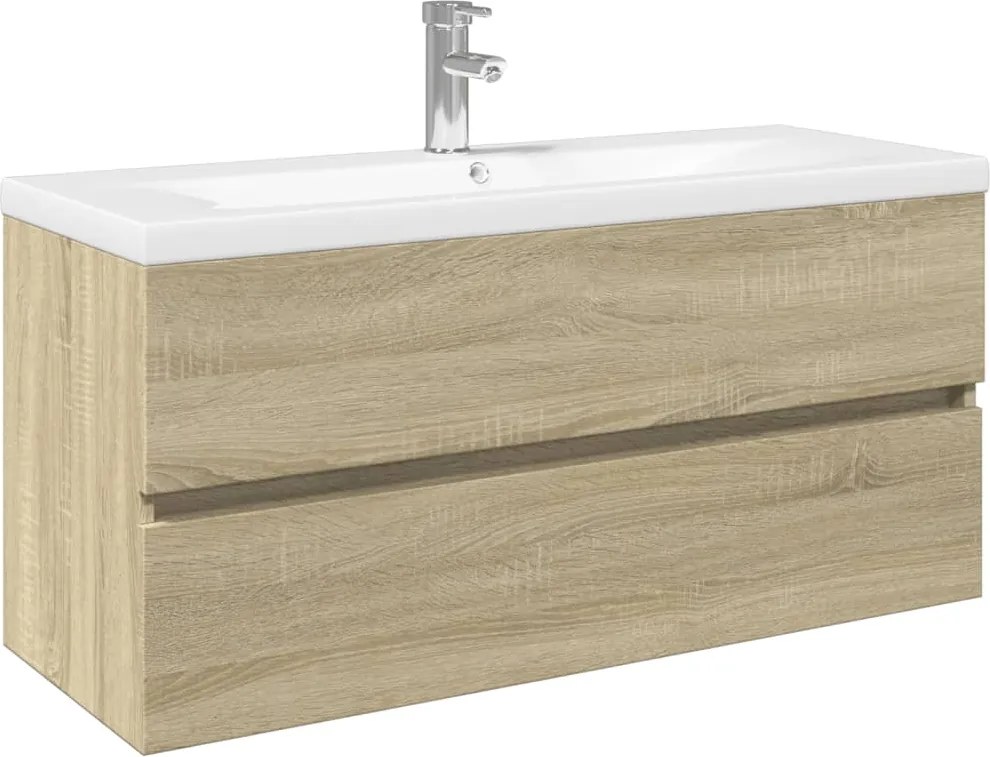 vidaXL Set mobilier de baie, 2 piese, ceramică și lemn prelucrat