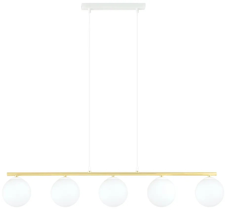 Lustra suspendata eleganta, design modern cu 5 surse de lumina ALLORA 5 WHITE/OPAL