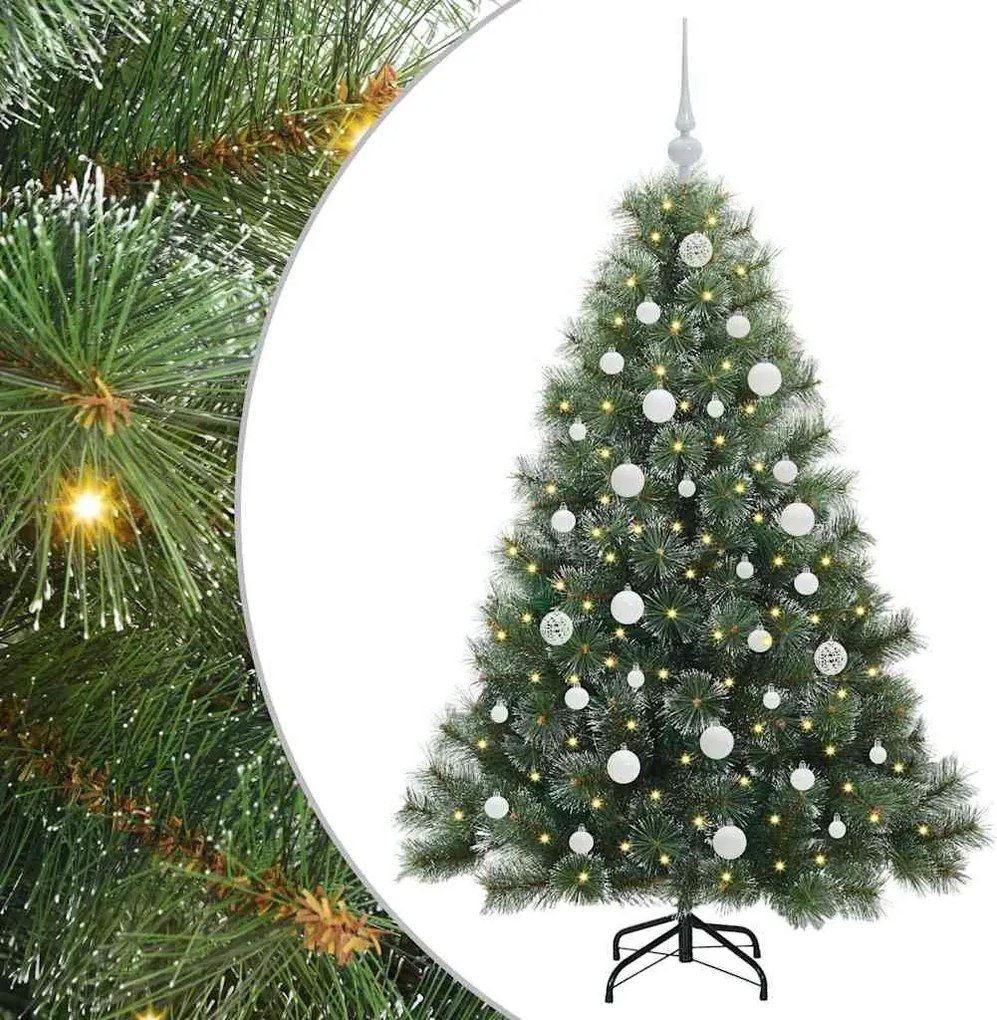 vidaXL Brad de Crăciun artificial cu 150 LED Verde 150 cm PE și PVC