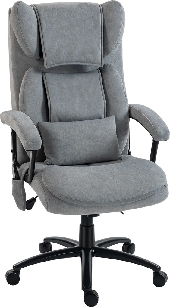 HOMCOM Scaun de birou ergonomic cu masaj cu 4 puncte de frământare, fotoliu cu spătar înalt tip fluture, șezut lat, gri | Aosom Romania