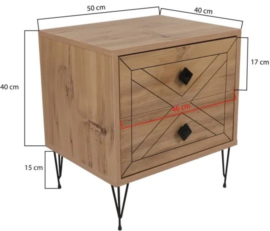 Noptieră LUNA 55x50 cm maro/neagră