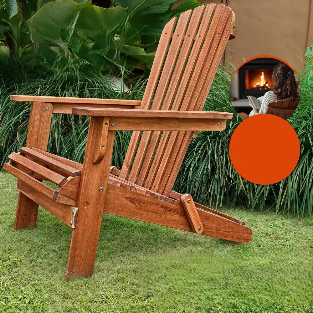Șezlong de grădină ADIRONDACK, rabatabil, 69x84x94cm, natur maro Casaria