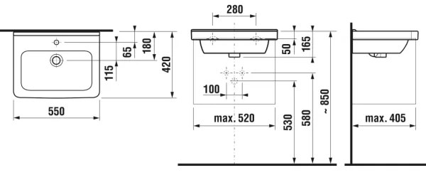 JIKA H8104220001041 - Lavoar suspendat CUBITO 55x42 cm ceramică/alb