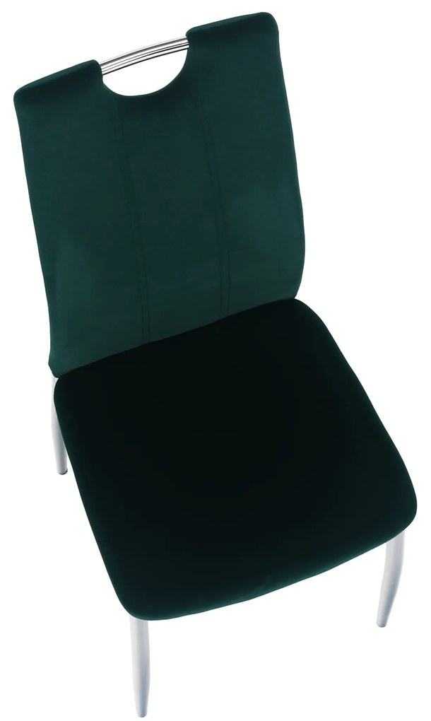 Scaun de masă, ţesătură de catifea smarald / crom, OLIVA NEW