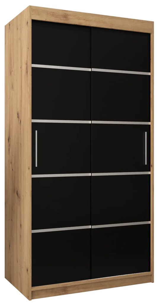 Dulap de haine 120 cm Verika 1 120 (stejar artisan + negru). 1063685