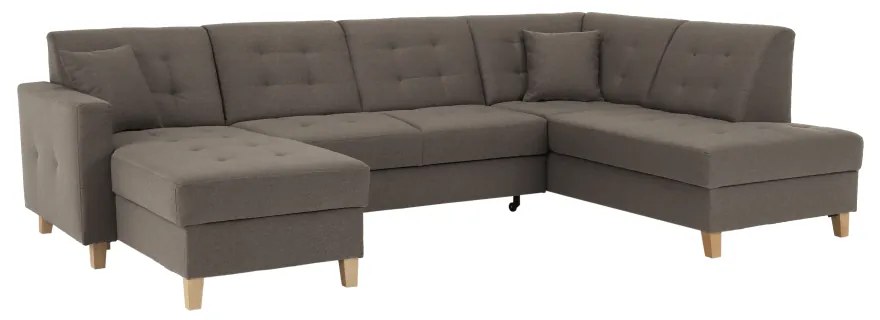 Colţar, material textil gri maroniu TAUPE, model stânga, BRIDGET