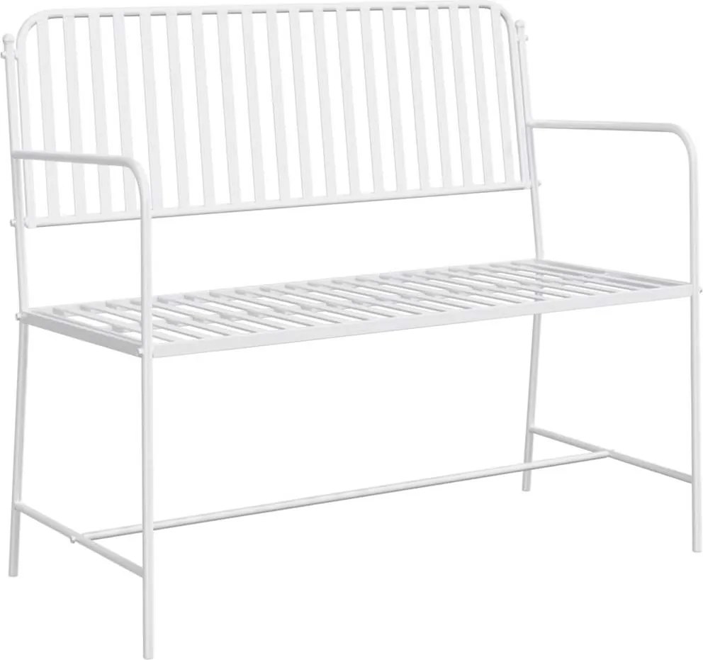 vidaXL Bancă de grădină Alb Simplu 103,5 x 51,5 x 90 cm Oțel