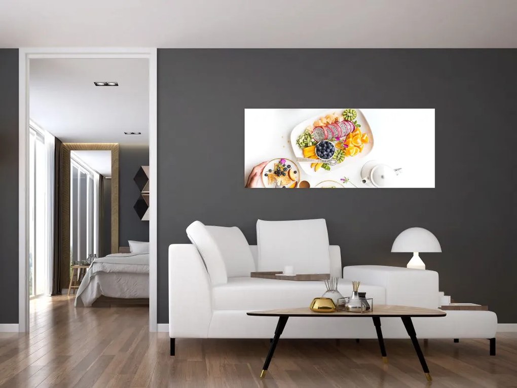 Tablou cu farfurie cu fructe pe masă (120x50 cm)