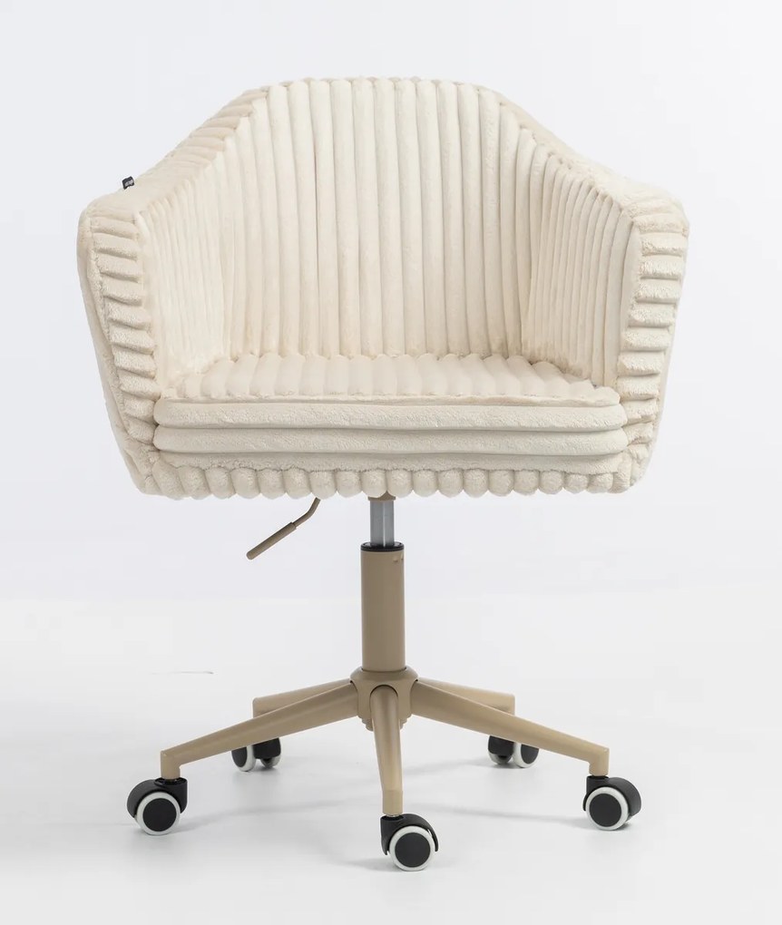 HR832K Scaun Cappuccino Teddy Cord cu Bază Crem