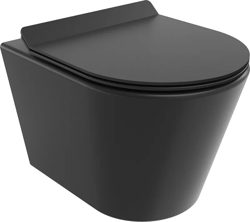 Mexen Rico vas WC fără margini cu capac cu închidere lentă slim, duroplast, negru mat - 30720185