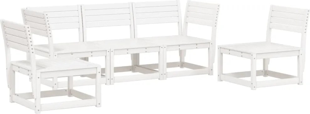 vidaXL Set canapea de grădină, 5 piese, alb, lemn masiv de pin
