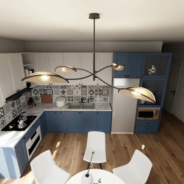 Lustră pe tijă LOTUS 4xE14/10W/230V negru/bej