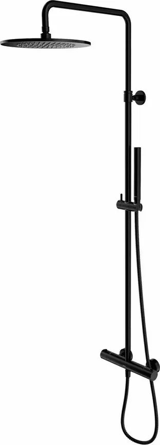 Coloana de dus cu baterie termostatata negru Omnires Y cu inaltime reglabila