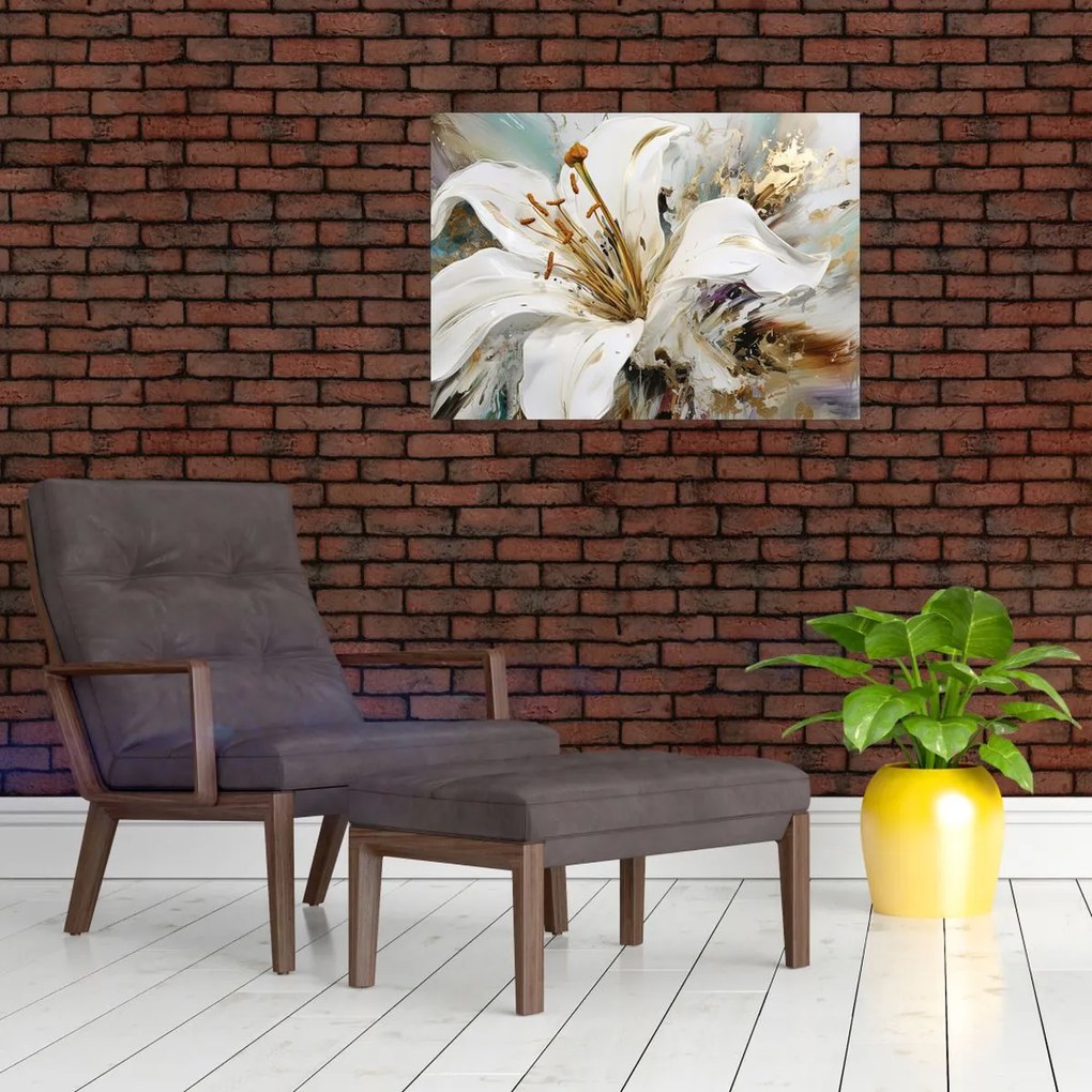 Tablou pe sticlă - Abstracție cu crin (70x50 cm)