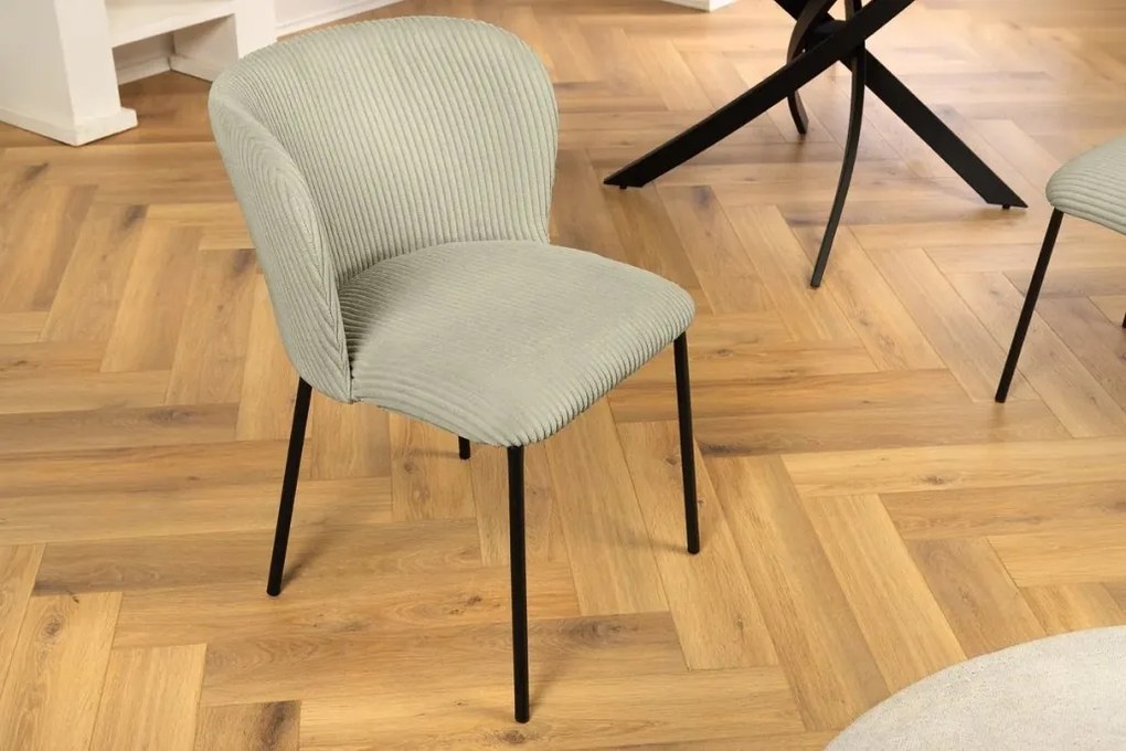 Set 2 scaune stil retro LYON catifea raiata menta