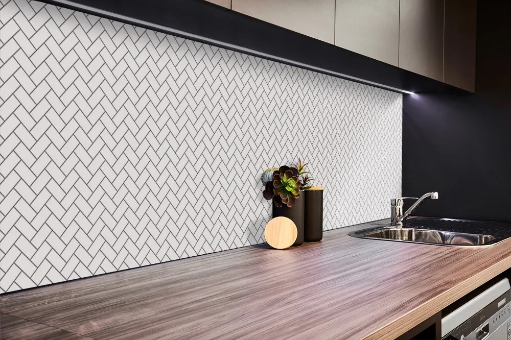 Panou perete Herringbone albă
