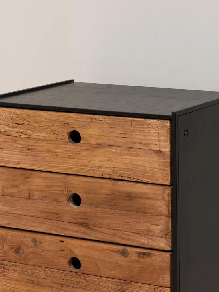 Comoda natur, din lemn de pin, cu 4 sertare, aspect rustic, Utah