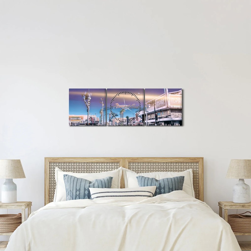 Tablou cu strada în Las Vegas (cu ceas) (90x30 cm)