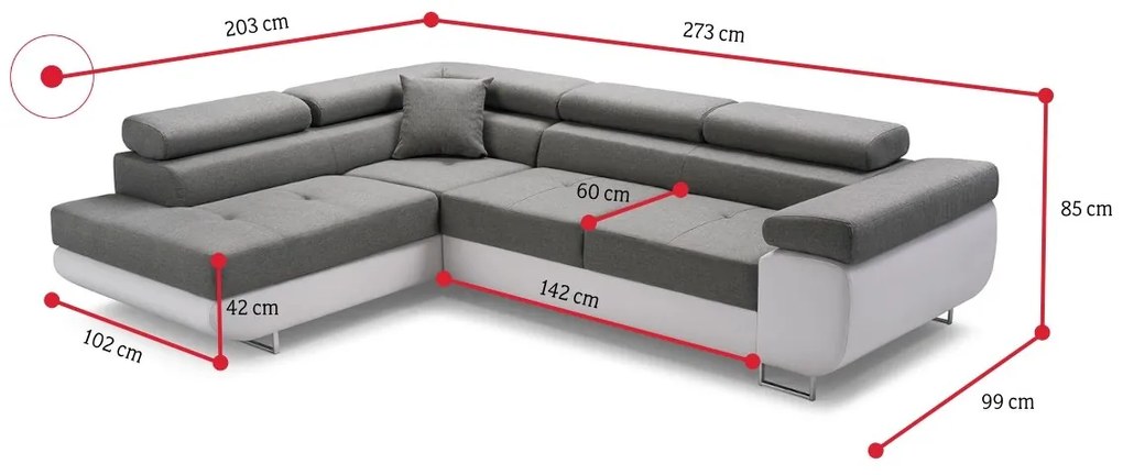 Supermobel Coltar extensibil ASTON, 273x70/85x203, sioux 1115/lux 32, colt pe dreapta