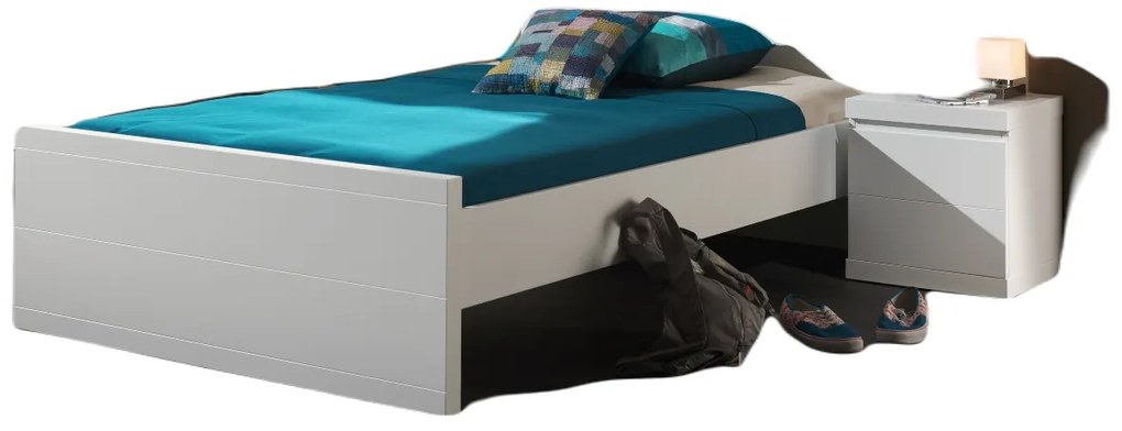 Pat Individual Lara 120x200 cm, pentru Copii/Tineri, Alb – Vipack