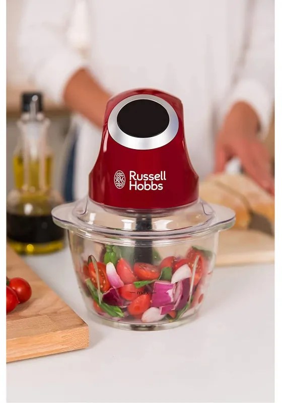 Mini tocator Russell Hobbs Desire 24660-56, 200W, 500ml, Bol sticla, rosu