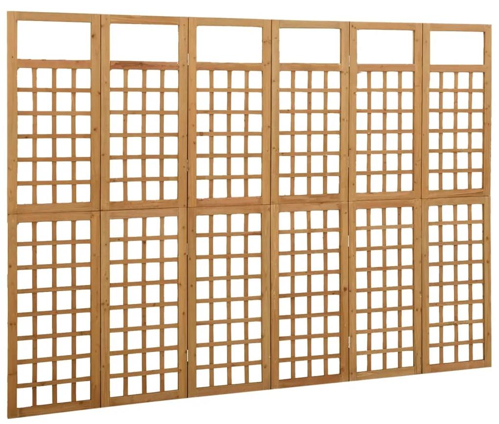 Separator cameră cu 6 panouri, 242,5x180 cm, nuiele lemn brad