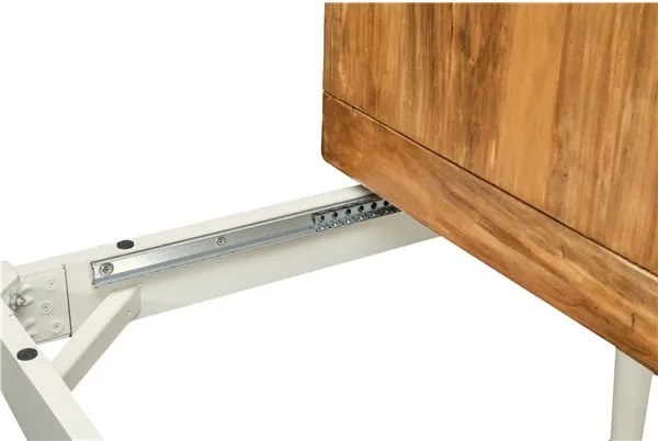 Masa pliabila, L120(240) 120 80 cm, culoare natur alb antic, Lemn masiv