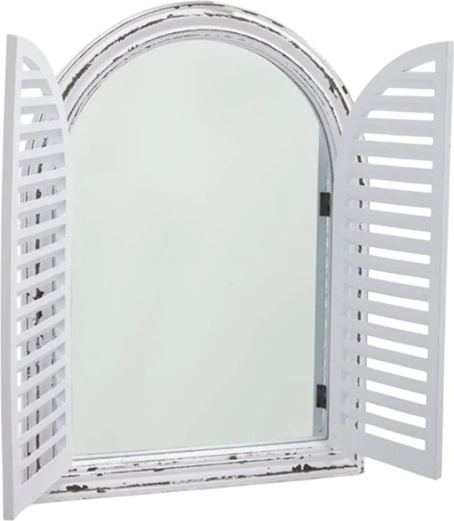 Oglinda tip Fereastra cu obloane COUNTRY, Alb antichizat, 45x62cm