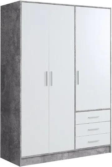 Dressing Shoaf din MDF, alb mat / gri, 200 x 144 cm