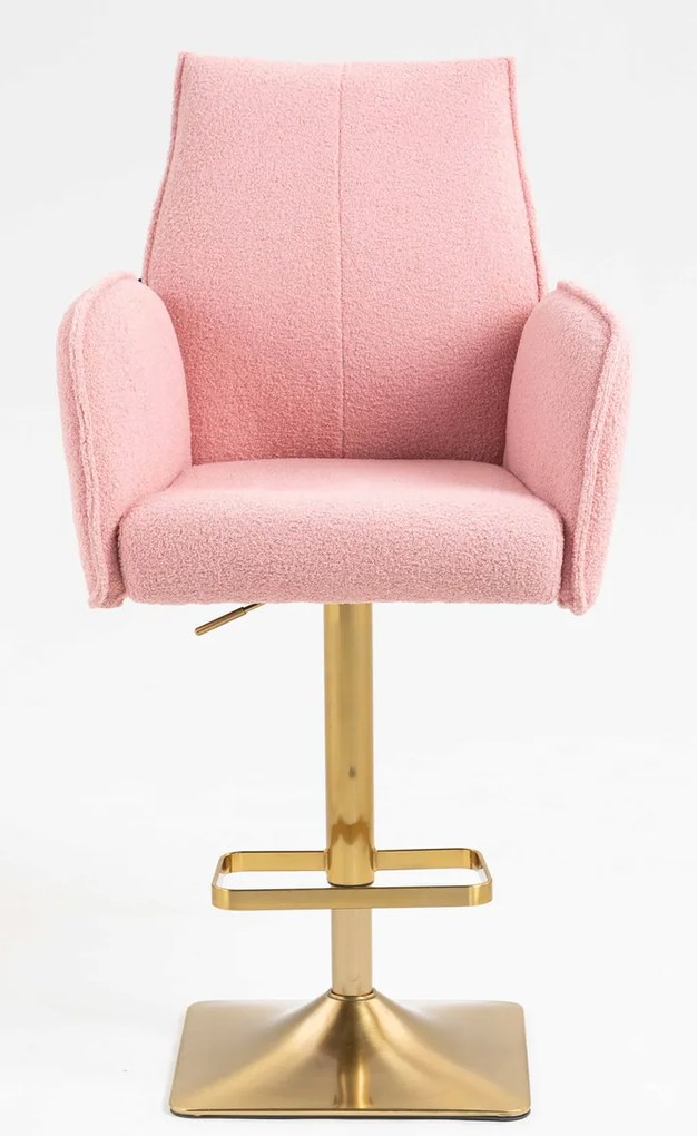 HR280KW Scaun Roz Pudra Boucle cu Bază Aurie