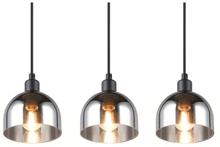 Lustră neagră/argintie cu abajur din sticlă Molly – Reality