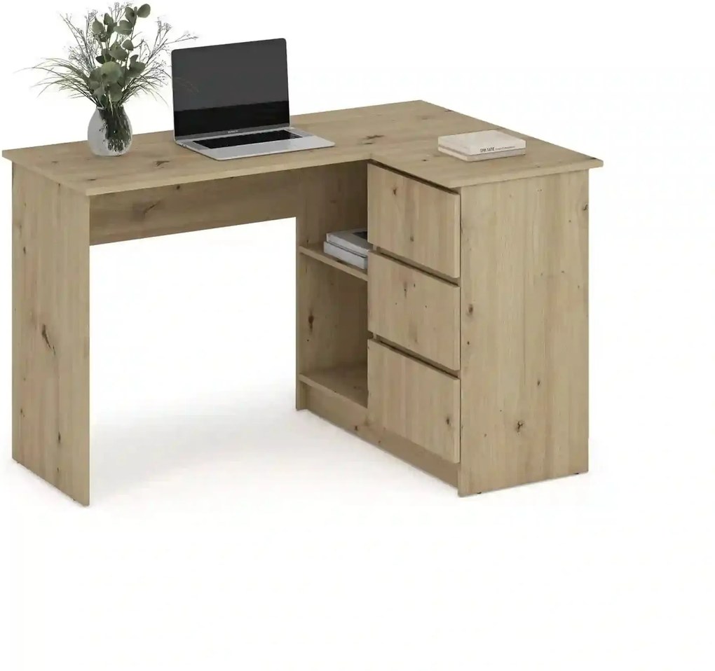 Birou BEGA, stejar artisan, PAL laminat, 124x85x76 cm
