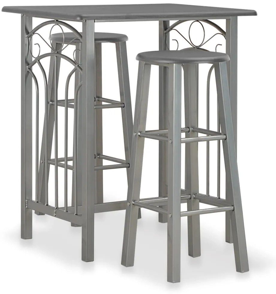 vidaXL Set mobilier de bar, 3 piese, antracit, lemn și oțel