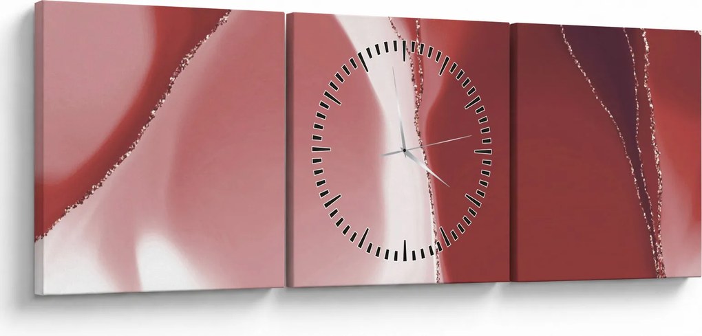 Tablou - Floare abstractă roșie N⁰3 (cu ceas) (90x30 cm)