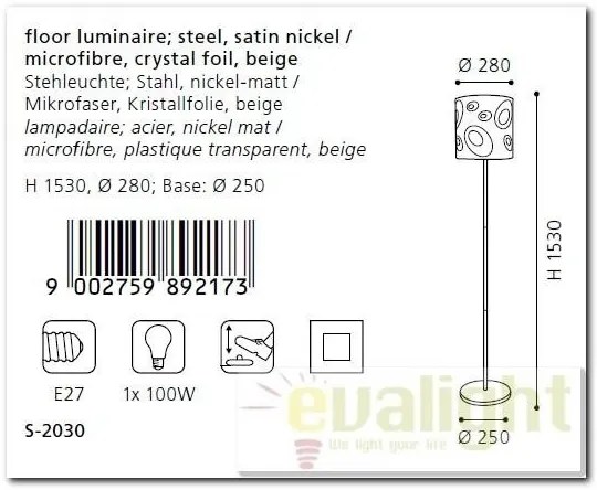 Lampadar, lampa de podea moderna Indo 89217 EL