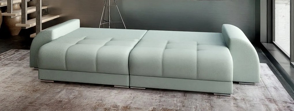 Canapea extensibilă dumonde cu 2 lăzi de depozitare si sezut confortabil din spuma high-density, Verona Enjoy Mint 310x100 cm