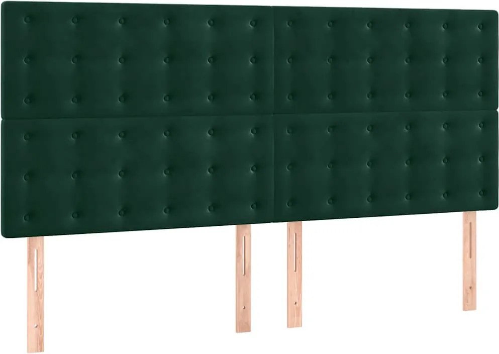 vidaXL Tăblie de pat verde închis 200x5x118/128 cm catifea