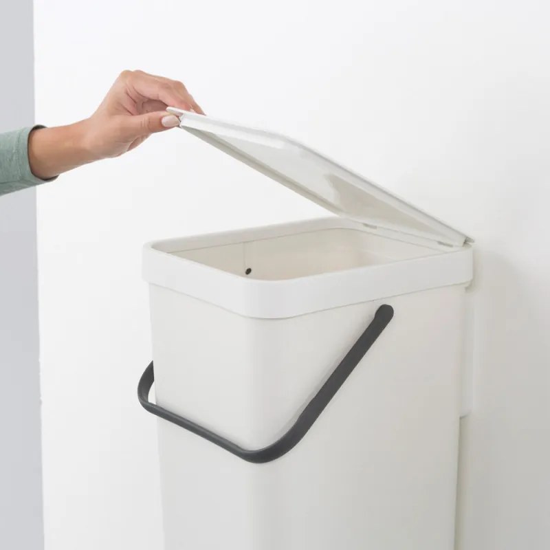 Cos de gunoi colectare selectiva Brabantia Sort&Go 648978, 16 L, Maner, Montabil pe perete, Gri inchis