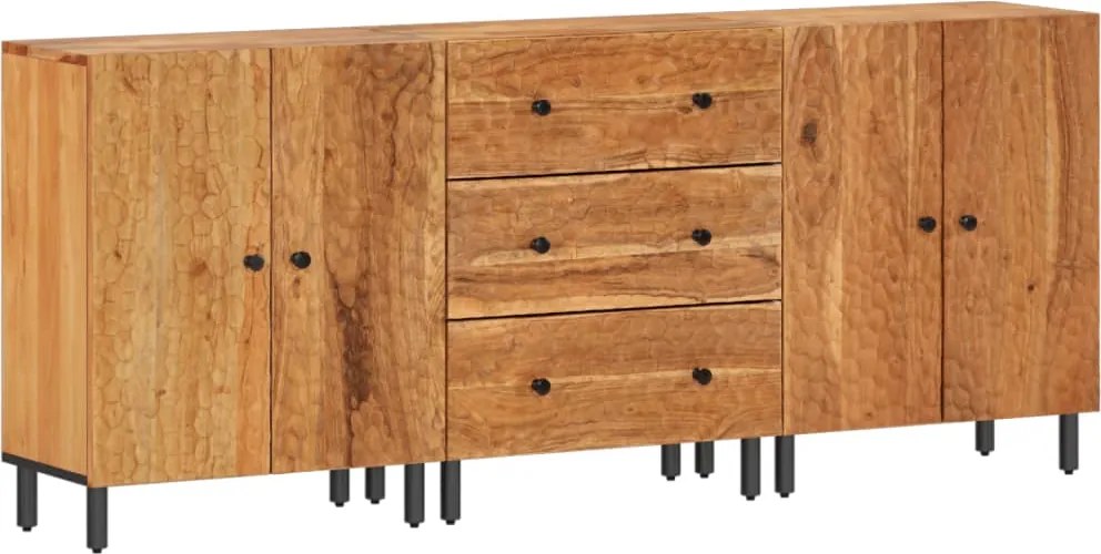 vidaXL Dulapuri lateral, 3 buc., 60x33x75 cm, lemn masiv de acacia