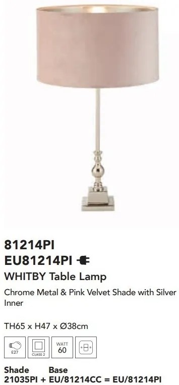 Veioza, Lampa de masa eleganta Whitby roz