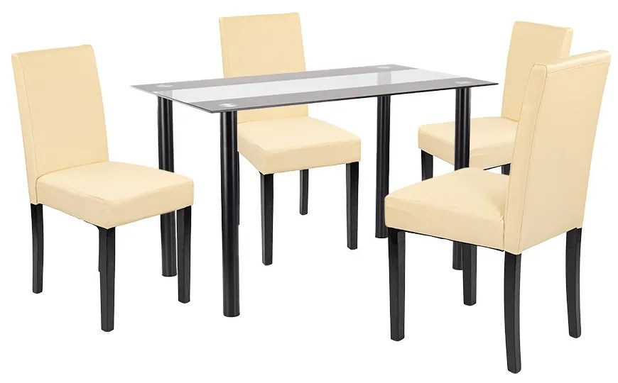 Set de masă Karin 4+1 negru-bej