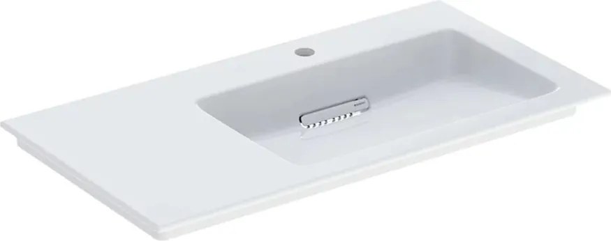 Lavoar pe mobilier Geberit One Slim cu scurgere speciala 90 cm alb blat stanga fara preaplin