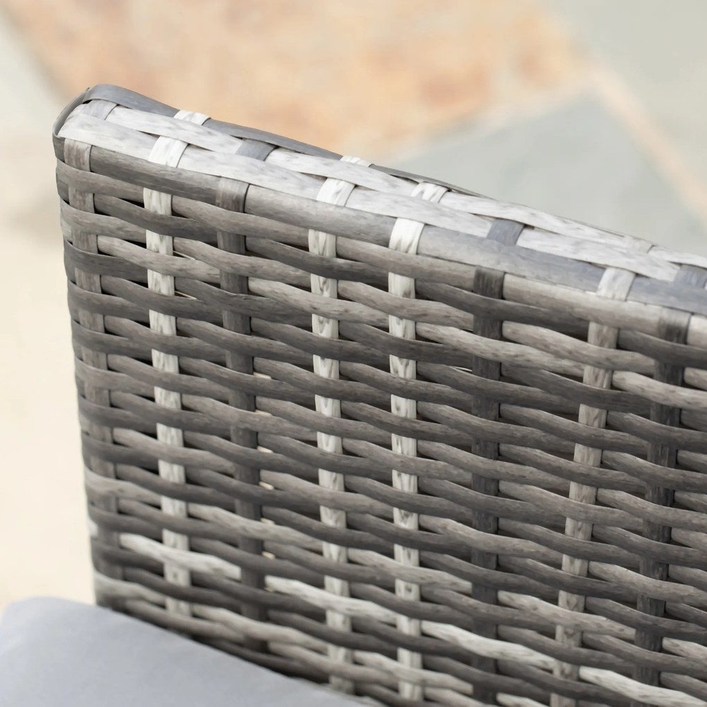 Outsunny Polyrattan Sitzgruppe pentru 4 persoane Essgruppe Gartenset Garnitur cu Pernă, Gri | Aosom Romania