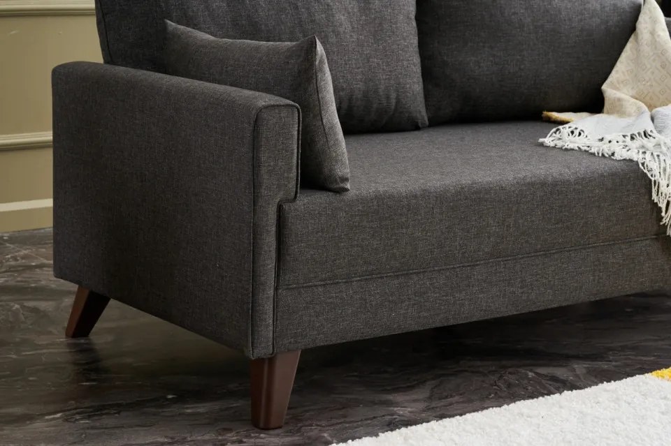 Canapea cu 2 locuri Bella Sofa, Antracit, Poliester