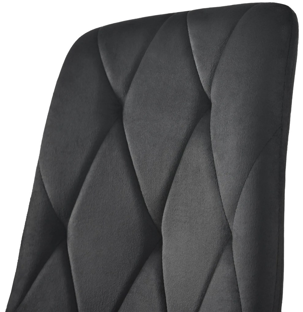 Set de 4 scaune tapițate în catifea twill pentru sala de mese cu spătar, structură din metal, 45x40x86 cm, Negru