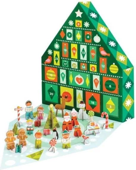 Calendar advent cu 24 figurine pliabile din hârtie reciclată și vopsea vegetală Petit collage Tree