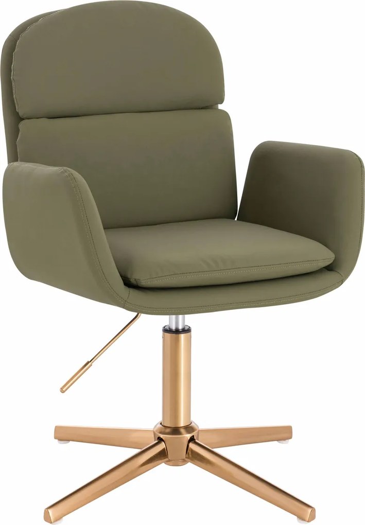 HR480CROSS Scaun Khaki Piele Ecologica Premium Soft cu Bază Aurie