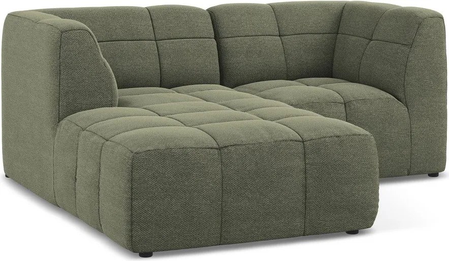 Colțar verde cu tapițerie din țesătură bouclé (cu colț pe partea stângă/cu șezlong) Aloha – Makamii