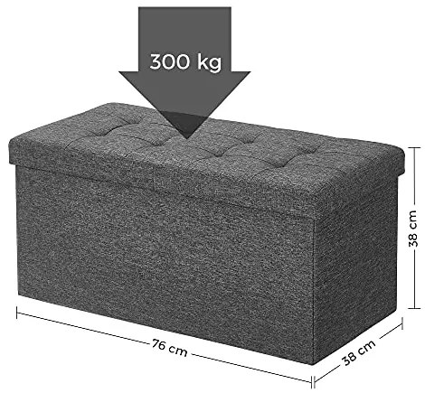 SongmicsHome Taburet cu spațiu de depozitare OTO, 76x38x38cm, antracit